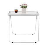 Clear Acrylic Folding Table, Clear Foldable End Side Table, Folding Snack Tables, Foldable TV Tray, Small Space Computer...