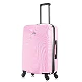 DUKAP INCEPTION Luggage with Spinner Wheels | Durable Lightweight Hardside Suitcase, Travel Bag with Handle and Trolley, 24-Inch Medium Checked Luggage | Pink
