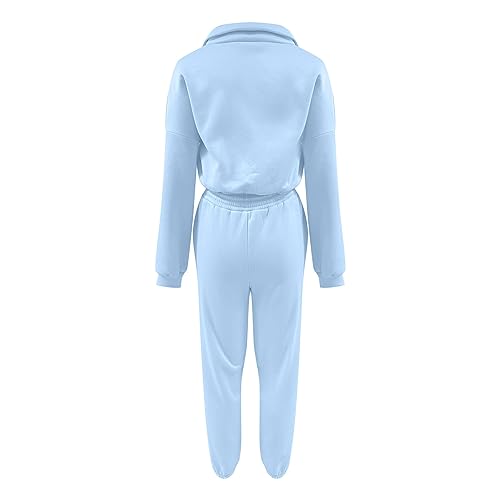 Amikadom Conjuntos de calças de suéter azul royal para meninas adolescentes outono inverno pista yog