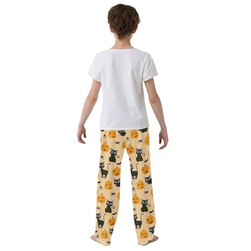 Boys' Pants Cute Pumpkin Black Cat Bat Long Bottoms Jogger Pants Elastic Waist Trousers with Pockets S-XL3
