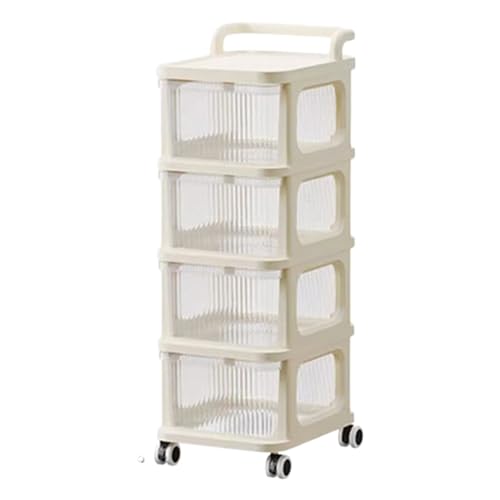Carrito rodante de varias capas con ruedas, transparente, tipo cajón, versátil, armario de almacenamiento para isla de cocina, estante extraíble para baño y lavandería
