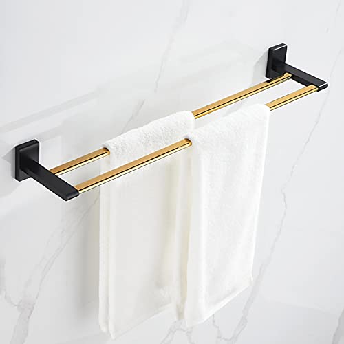 Toallero de cobre macizo, acabado chapado en oro, toallero montado en la pared para baño y cocina