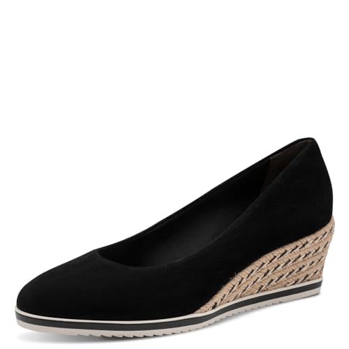 Tamaris Escarpins femme à talon compensé cuir noir 38 EU