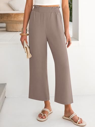 Image of ANRABESS Womens Wide Leg Palazzo Pants Summer Beach High Waisted Cropped Flowy Pants 2026 Dressy Casual Trousers with Pockets