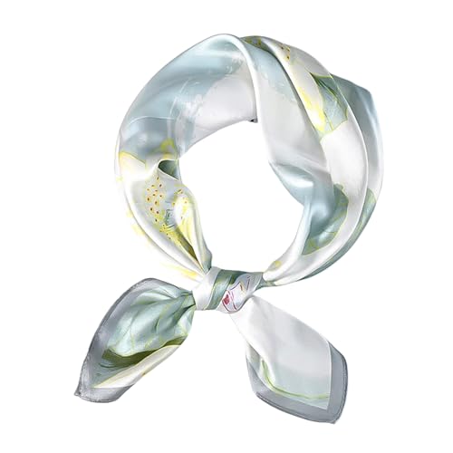 Zimoer 100% Maulbeerseide Damen Seidentuch, Quadratisches Bandana Halstuch, Vielseitig Einsetzbares Kopftuch, Sanftes Haartuch, Elegantes Accessoire für Frauen, Modisches Geschenk - 53x53cm (Grün)