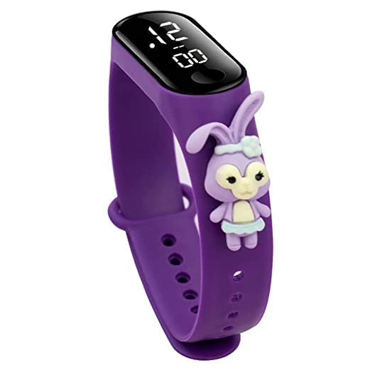 ZOVUTAZOVUTA Digital Dial Waterproof Stylish & Fashionable Wrist Smart Watch LED Band for Kids, Colorful Cartoon for Boys & Girls (Removable Silicon Strap) (Purple Gudia)