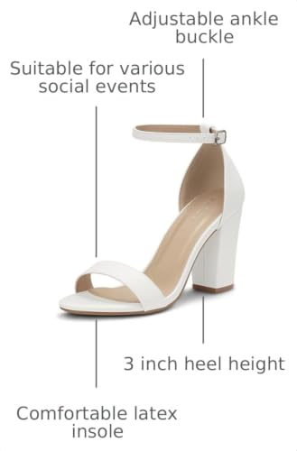 Image of PARTY Women's Chunky Block Heels Open Toe Ankle Strap 3 Inch Heeled Sandals Comfortable for Wedding and Prom