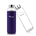 Ryaco 550ml/18oz Bouteille en Verre Borosilicate avec Anti-échaudage Manche en Néoprène et Fond Épaissi Respectueux de l'environnement & sans BPA, PVC (Violet)