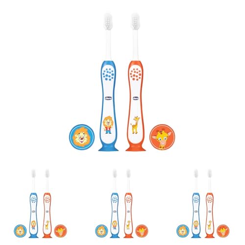 Image of Chicco Toothbrush Set Blue + Orange 3Y-8Y (Pack of 4)