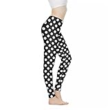 Bulopur Polka Dots Women's High Waist Tummy Control Yoga Leggings, Black White Non See Through Long Legging, Casual Workout Pants for Sports Running
