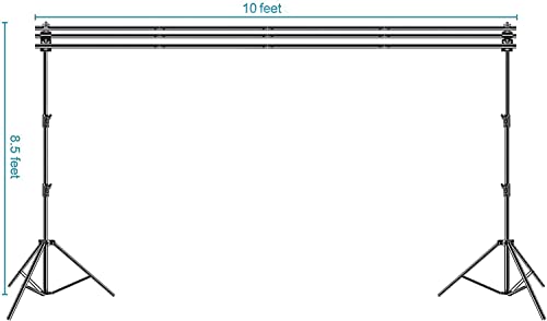 Emart Triple Crossbar 10 Ft Wide 8.5 Ft Height Backdrop Stand, Photo Video Studio Heavy Duty Adjustable Photography Muslin Background Support System Kit - 3 In 1 Multi Backdrop Stand #TOP2