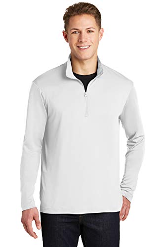 Clothe Co. Men's Athletic Performance 1/4-Zip Pullover,White,XL