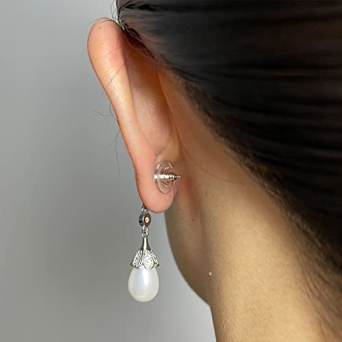 Delecoe 925 Sterling Silver Locking Earring Backs Replacements For Diamond Studs,14K White Gold Plated Hypoallergenic Secure Earring Backs 3-Pairs (White Gold) #TOP2