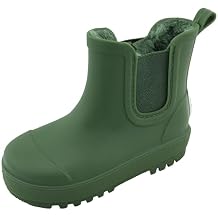 BEARPAW Toddler and Kids Rain Boots with Faux-Fur Lining Waterproof Rubber Chelsea Boot for Boys & Girls