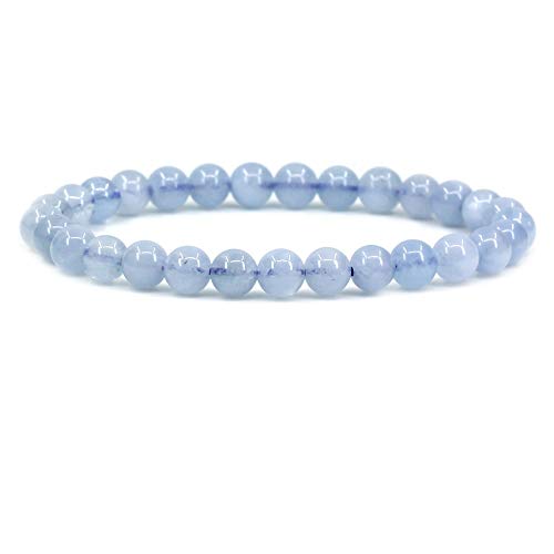 Natural A Grade Aquamarine 6mm Round Beads Stretch Bracelet 7 Inch