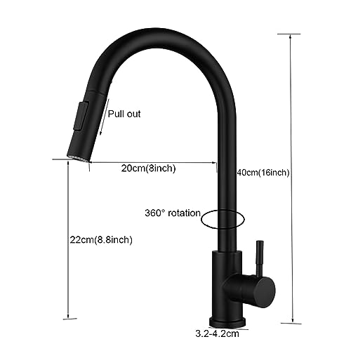 Robinet de cuisine noir mat extractible mitigeur eau chaude et froide