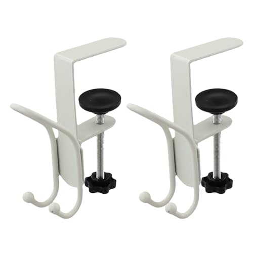 NiuLumea Lot de 2 crochets de support de bureau réglables pour écouteurs, sacs, clés – Cintre en métal avec pince rotative, convient pour une épaisseur de table de 10 à 55 mm, acier inoxydable