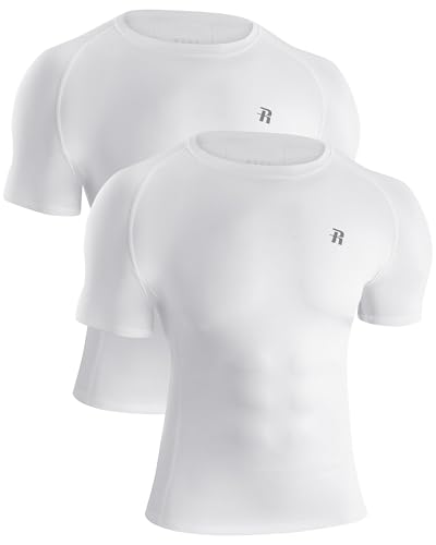 Runhit 2 Pack Men's Compression Shirts Short Sleeve Cool Dry Athletic Workout Shirt Sports Base Layer Undershirt Top