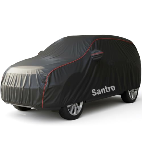 Image of Teenox Full Coverage Car Body Cover Compatible for Hyundai Santro [2018-2022] Model All Variants Dustproof Sun Uv Rays Protection Rain Cover - Black