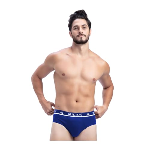 Image of Milton Mens Pure Cotton Solid Briefs|Soft Breathable Underwear for Men|Outer Elastic Comfort Fit Waistband|Skin-Friendly Essentials|Multi-Color, Color Name May Vary as per Availability|Pack of 2
