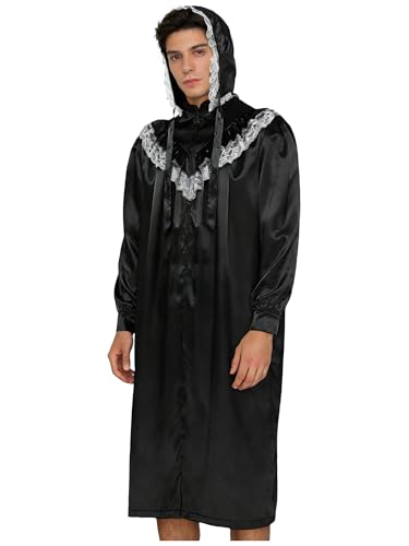 Vestido de satén para hombre tipo pijama largo y camisón victoriano de noche