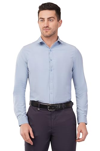 Image of SaintX Men's Premium Solid Formal Shirt | Slim Fit | Plain Full Sleeve | Feather Touch Soft Finish | Wrinkle Resistant | No Ironing Required | 360 Highly Stretchable Fabric