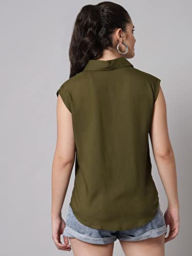 Image of FUNDAY FASHION Women's Rayon Blend Regular Fit Solid Casual Sleevesless Shirt (Pack of 2)