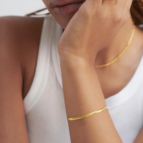 Bracelet for Women - Dainty Stack Bracelets Trendy Adjustable 14K Gold Plated Thin Paperclip Bead Box Satellite Figaro Cuban Link Chain Bracelet Set for Women Waterproof Jewelry Gift
