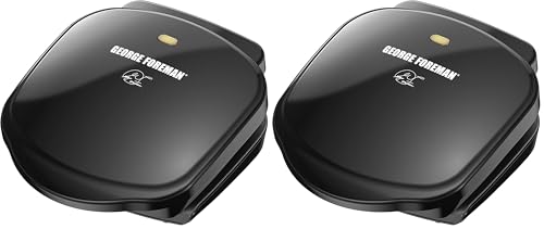 Image of George Foreman 2-Serving Classic Plate Electric Indoor Grill and Panini Press,Black,Small Compact Size,GR10B,(Pack of 2)