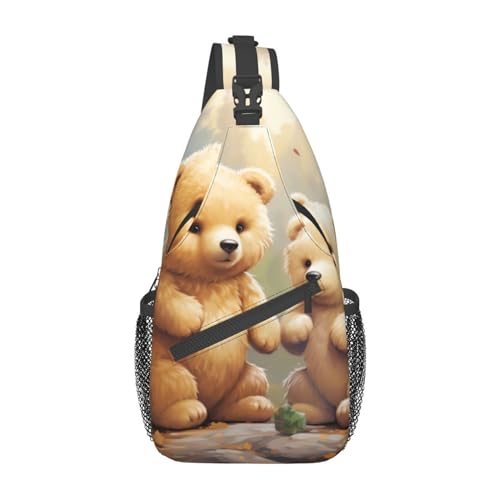 OUSIKA Cute Bears Sling Bag Lightweight Chest Bag Crossbody Bag Shoulder Bag Sports Backpack For Women Men, Black, One Size