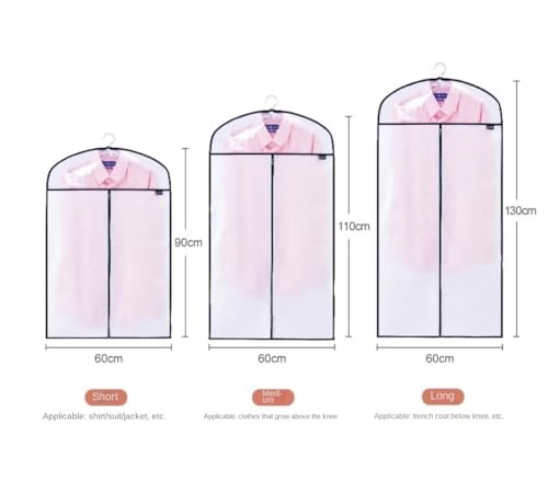 Clothes Cover 5pcs Hanging Garment Bag Gowns Garment Covers Half Clear Zipper Clothes Suit Bags Suit Bags (Color : Blue, Size : 90 * 60cm)2