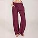 AQAYL Linen Pants Women Summer Wide Leg Pants Casual Palazzo Pants Drawstring Elastic High Waisted Lounge Beach Trousers Hot Pink