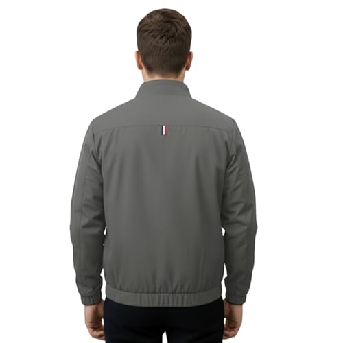 Image of GYMIFIC Solid jackets for men stylish latest Regular Fit Full Sleeves Zipped Closure 2 Pockets, Made of Durable Polyester, Suitable for Gym, Sports, Travel (Black)