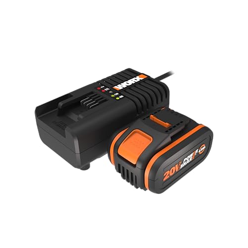 WORX Kit de Démarrage Pack Batterie Lithium et Chargeur Rapide WA3604, Batterie 20V 4Ah, Charge Rapide Une Heure, Compatible avec Tous Les Outils sans Fil WORX Powershare