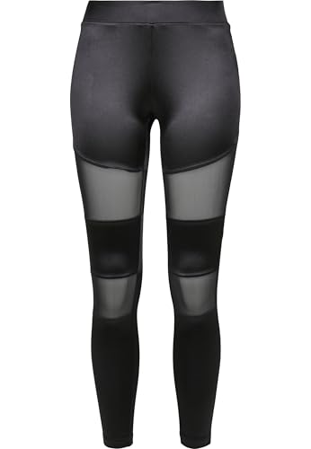 Urban Classics Leggings da Donna Shiny Tech Mesh, Nero, S szczupły