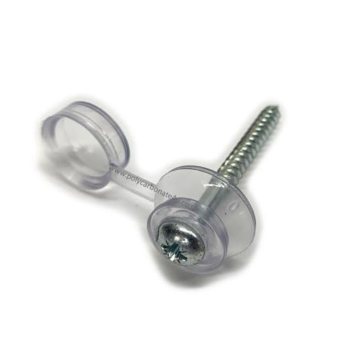 10 x Roofing Screws and Clear Caps for Corrugated Sheeting - Screws 50mm