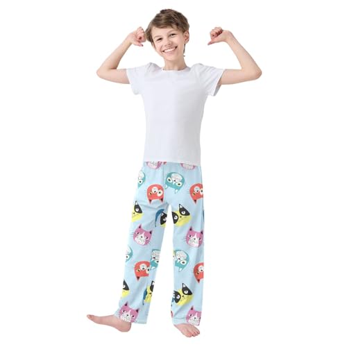 Funny Cartoon Colorful Cats Boys Pants for Kids Jogger Pants with Pockets S-XL2