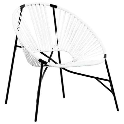 vidaXL Gartenstuhl in Ei-Form Schwarz und Weiß Poly Rattan, Ei-Stuhl,...