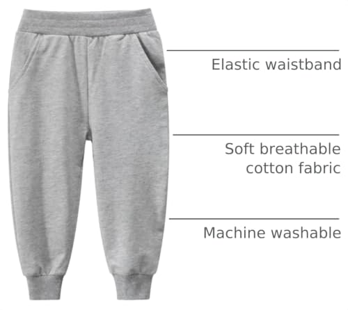 Image of HILEELANG Toddler Boy Sweatpants Kids Sport Jogger Cotton Casual Active Playwear Sweats Pants 2-Pack