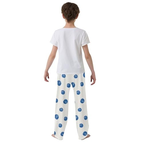 ZZKKO Abstract Polka Dot Blue Boys Pants for Kids Jogger Pants with Pockets S-XL3