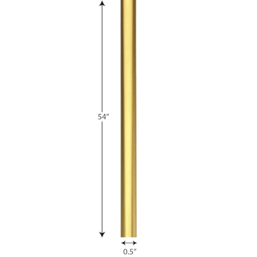 Image of Progress Lighting Ceiling Light or Fan Stem Extension Kit, Two 12 inch and Two 15 inch Stems, 54 inch Total Length, 1 /2 inch Diameter, Hanging Light Fixture & Ceiling Fan Downrod Extension, Natural Brass (P8601-137)
