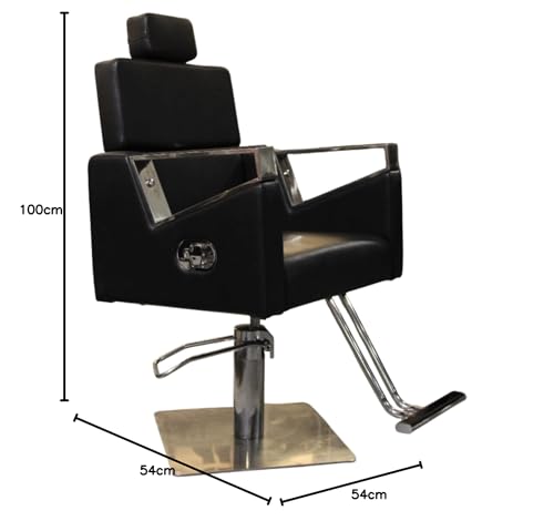 Image of Lakdi | Salon & Parlor Chair | Premium Leatherette Recliner & Arm Rest Chair | Luxury Design | Metal Base with Foot Rest | 360 Swivel & Height Adjustable and Head Rest -SBCIMF 005-PP-Black