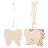 HIAKDOFT 30 Stück Teiliges Engelsflügel Holzanhänger mit Vorgestanzten Löchern Naturbelassen mit Jutebändern zum Aufhängen Vielseitig für Diy-bastelarbeiten Vintage Hochzeits Partydeko