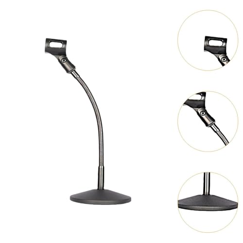 Support de micro col de cygne predolo avec base ronde noire pour bureau
