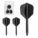 SEABABOO 3PCS Dart Schäfte und Flights, Integriert Präzisionsgeformtes, Integriertes Dart-Flight, Darts Flights mit Schaft, 2BA Wellendurchmesser und Flugzeugzubehör, Schwarz (3PCS)