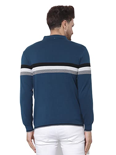 Image of Kalt Mens Basic Solid Full Sleeves Polo Cotton Blend Knitted Regular Fit Polo-Neck T-Shirts with Collar Stylish