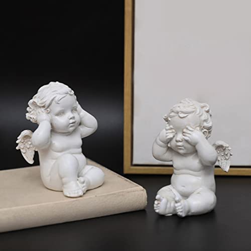 VALICLUD 3 Pcs Sábio Anjo Estátua Resina Não Ouvir Mal Não Ouvir Mal Não Falar Nenhum Mal Anjos Figu