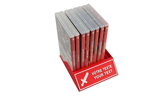 3Dkore - Customizable Storage Stand for 10 Nintendo Switch/OLED Video Game Boxes - 10 Designs to Choose From + 2 Lines of Text