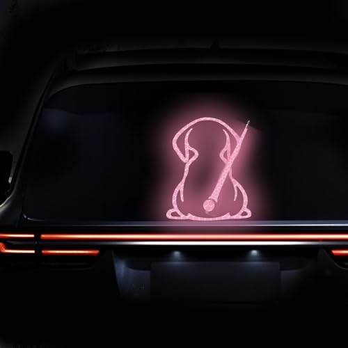 Image of Dog Decal Vinyl Sticker, Rear Wiper Decal Cute Dog Moving Tail Wiper Decals Reflective Stickers Windshield Wiper Stickers Window Wiper Decals Tags for Rear Vehicle Wipers (Pink)