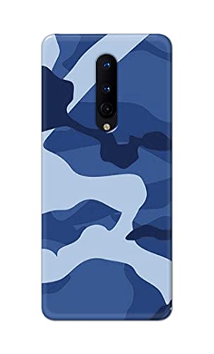 Image of Printed Hard Back Cover Case for OnePlus 8 Back Cover (Army Blue Pattern) -1302